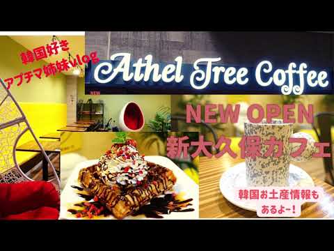 【新大久保カフェ】Athel Tree  coffee  ゆっくりできちゃう穴場カフェでいきなりスーツケース開けて韓国土産紹介はじめる妹　おすすめカフェ紹介