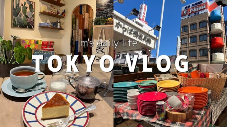 【東京VLOG】オシャレカフェ☕️｜アサイーボウル🥣｜雑貨屋巡り🍃｜かっぱ橋道具街🥢｜キッチン用品大量購入💛