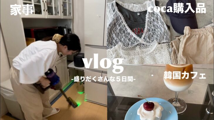 【vlog】産後久々の映えカフェ🍰/夏服cocaで調達✨/家事多め/盛りだくさんな５日間の主婦vlog🍽️🧺✨